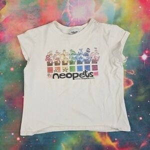 Vintage Neopets T Shirt Y2K Graphic Tee White Kids Collectible Pet Game